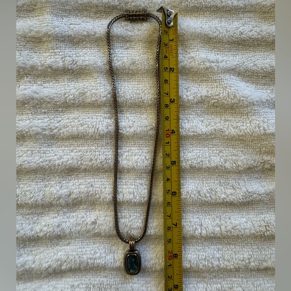 BLUE TOPAZ CRYSTAL NECKLACE | SILVER AND GOLD - Picture 7 of 9